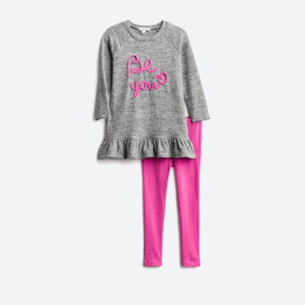 Girls Flapdoodles Verna Hacci Sweater Dress Gray | 6X